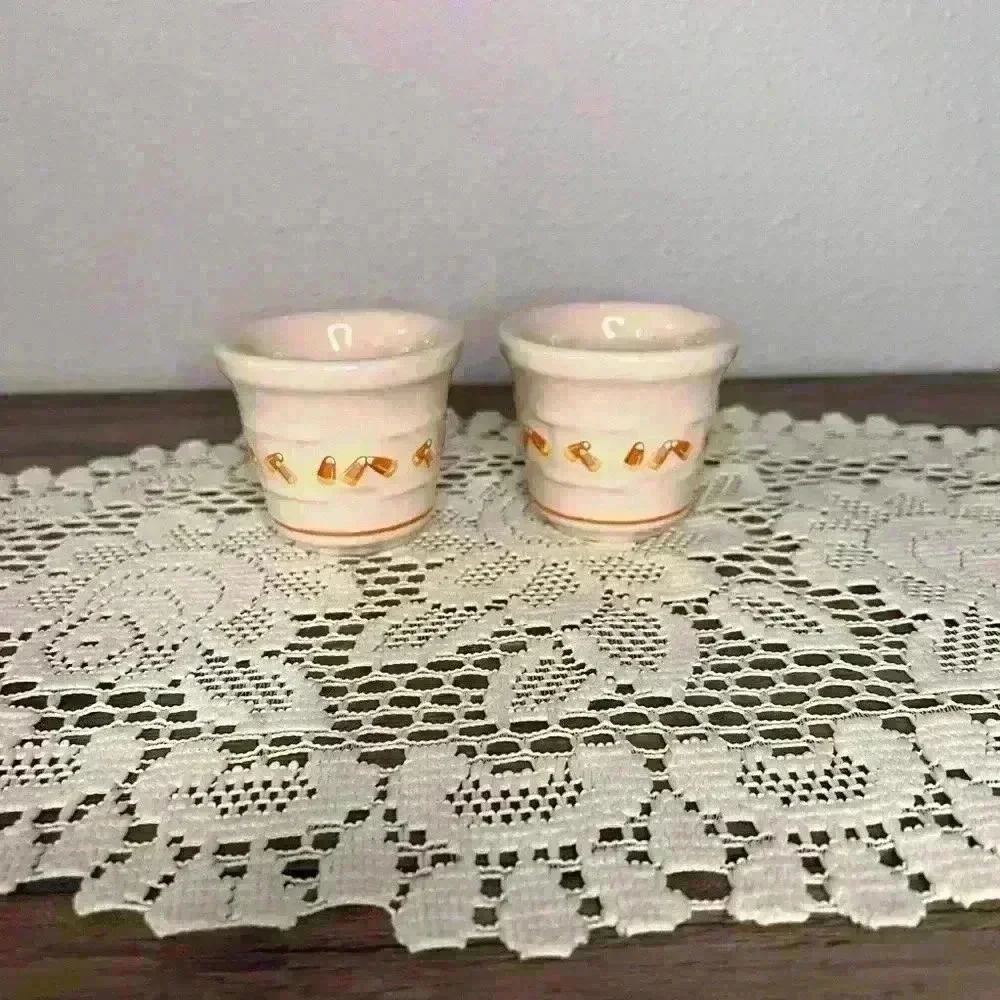 Longaberger Two Candy Corn Votive/Tealight Candle Holders Halloween Fall USA